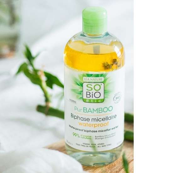 Agua micelar SO'BiO étic Pur Bamboo todo tipo de piel ideal maquillaje waterproof